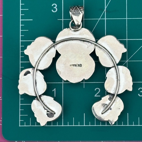 Turquoise naja sterling silver southwestern pendant - Picture 6 of 9